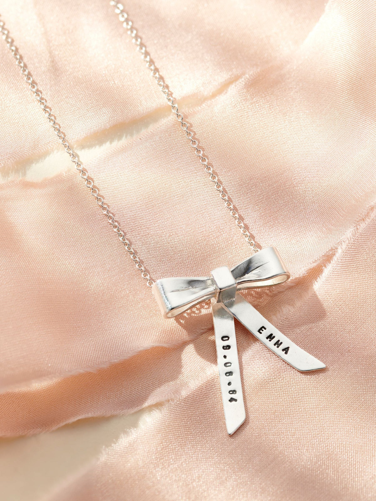 Posh Totty Designs Sterling Silver Personalised Bow Charm Necklace