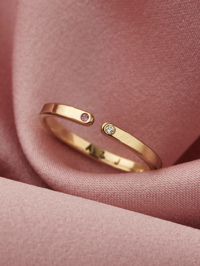 Posh Totty Designs Gold Tone Personalised Birthstone Open Ring