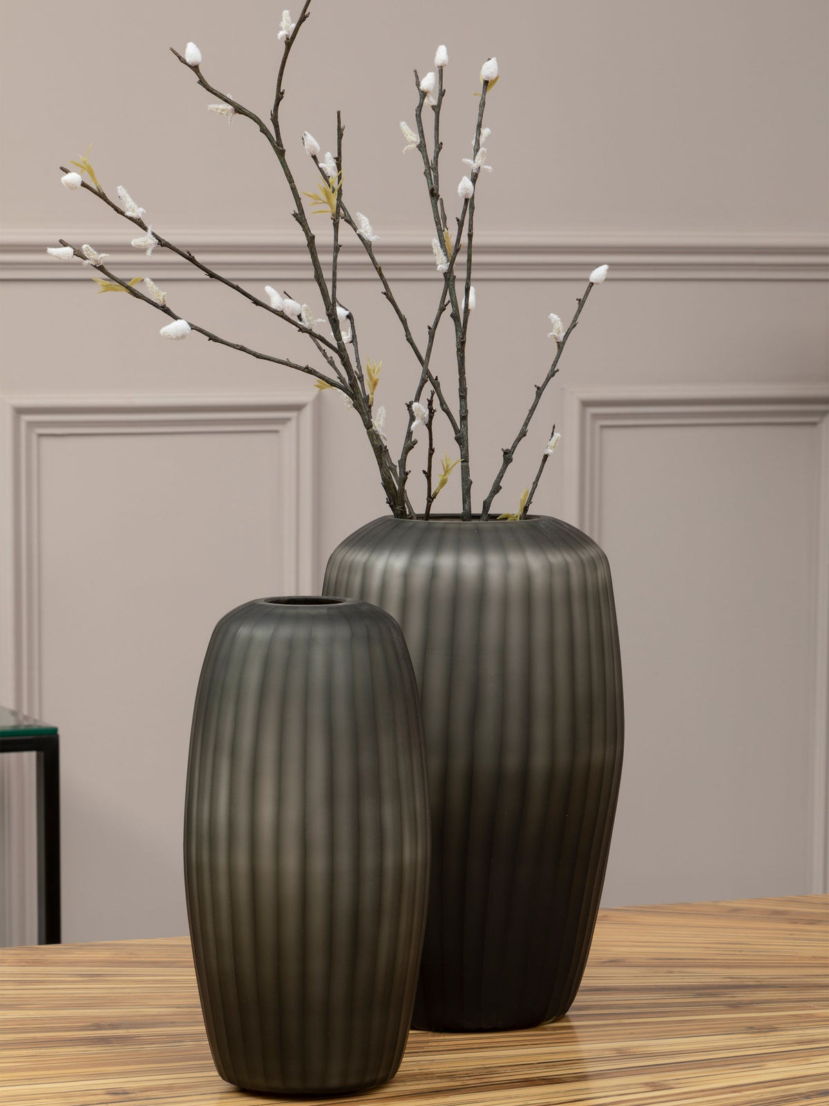 Fifty Five South grey Hessa glass vase - British product