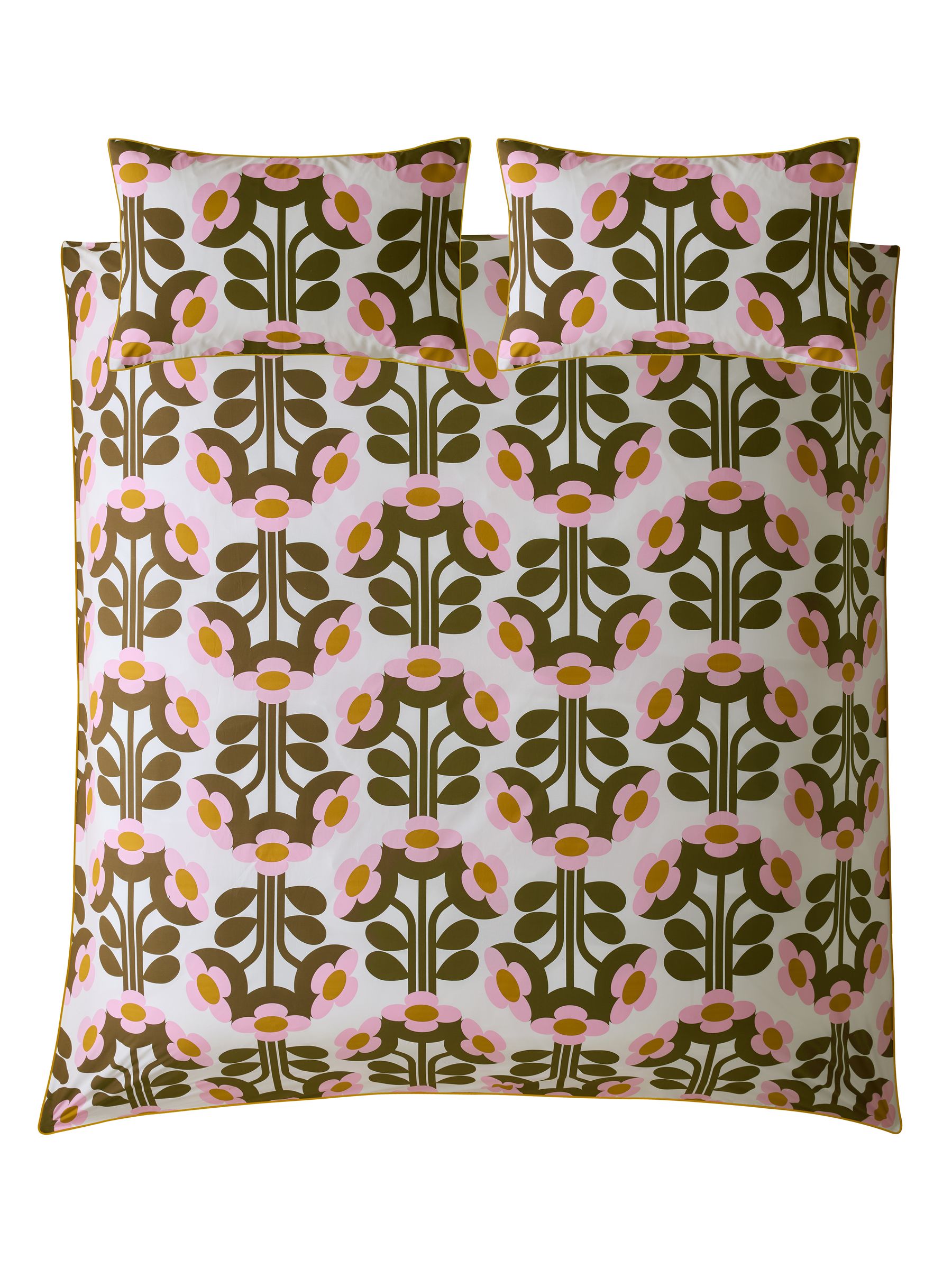 Orla Kiely Blossom Buttercup duvet cover and pillowcase set, imported from the UK