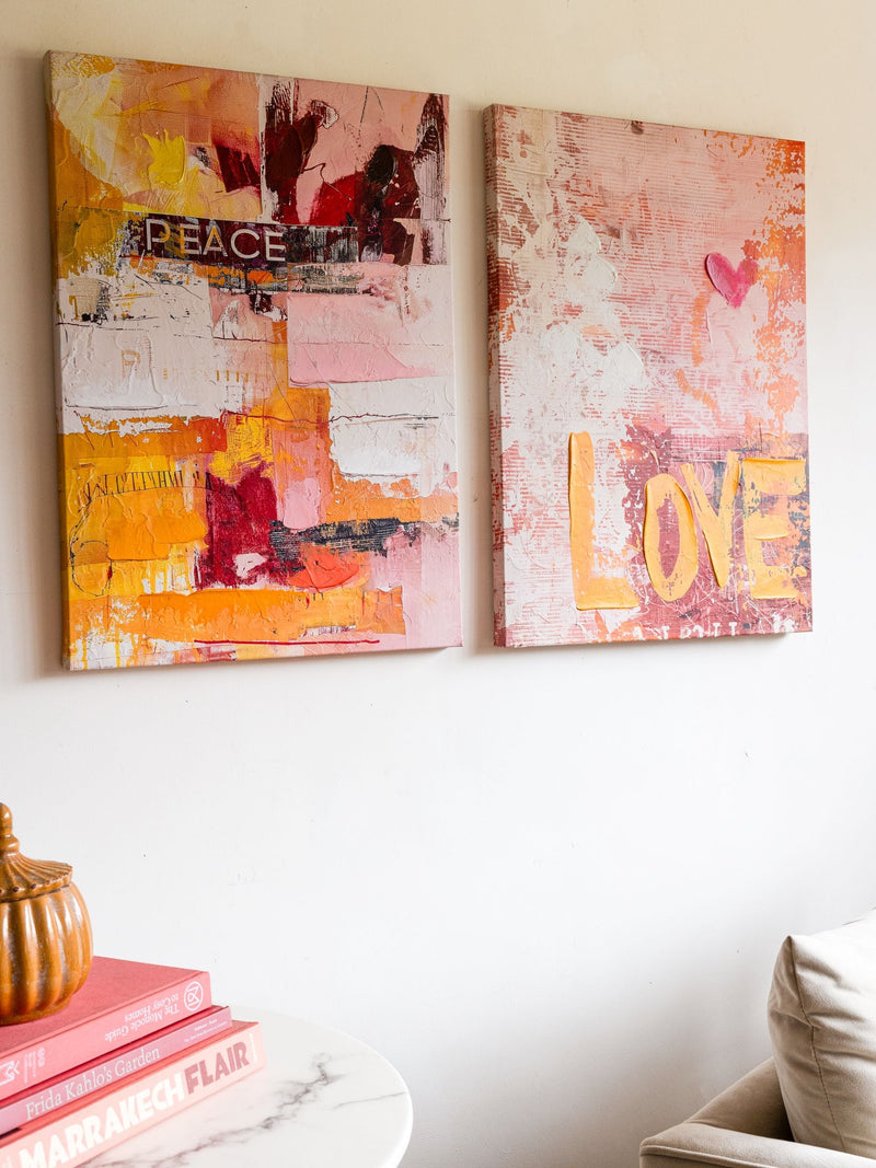 Rockett St George pink/orange canvas wall art set, imported from the UK