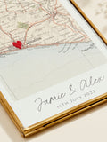 Personalised Vintage Map Picture With Stitched Heart by Posh Totty Designs