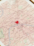 Personalised Vintage Map Picture With Stitched Heart by Posh Totty Designs