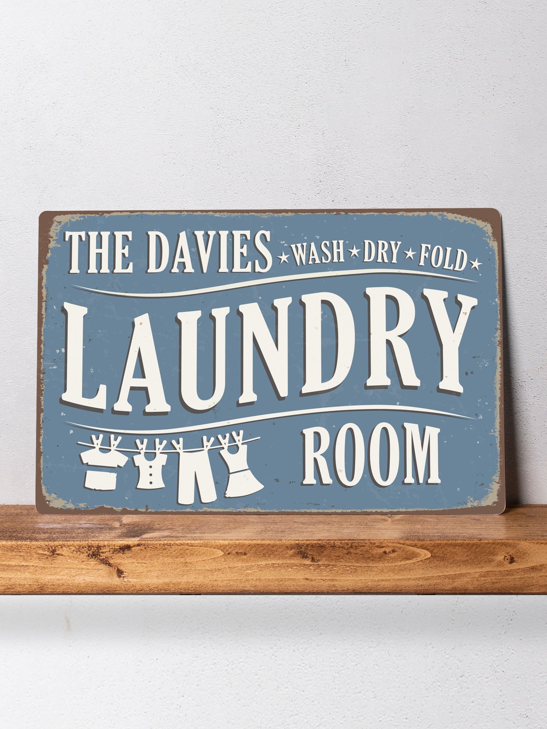 Loveabode natural personalised laundry room sign 30cm x 20cm, UK version