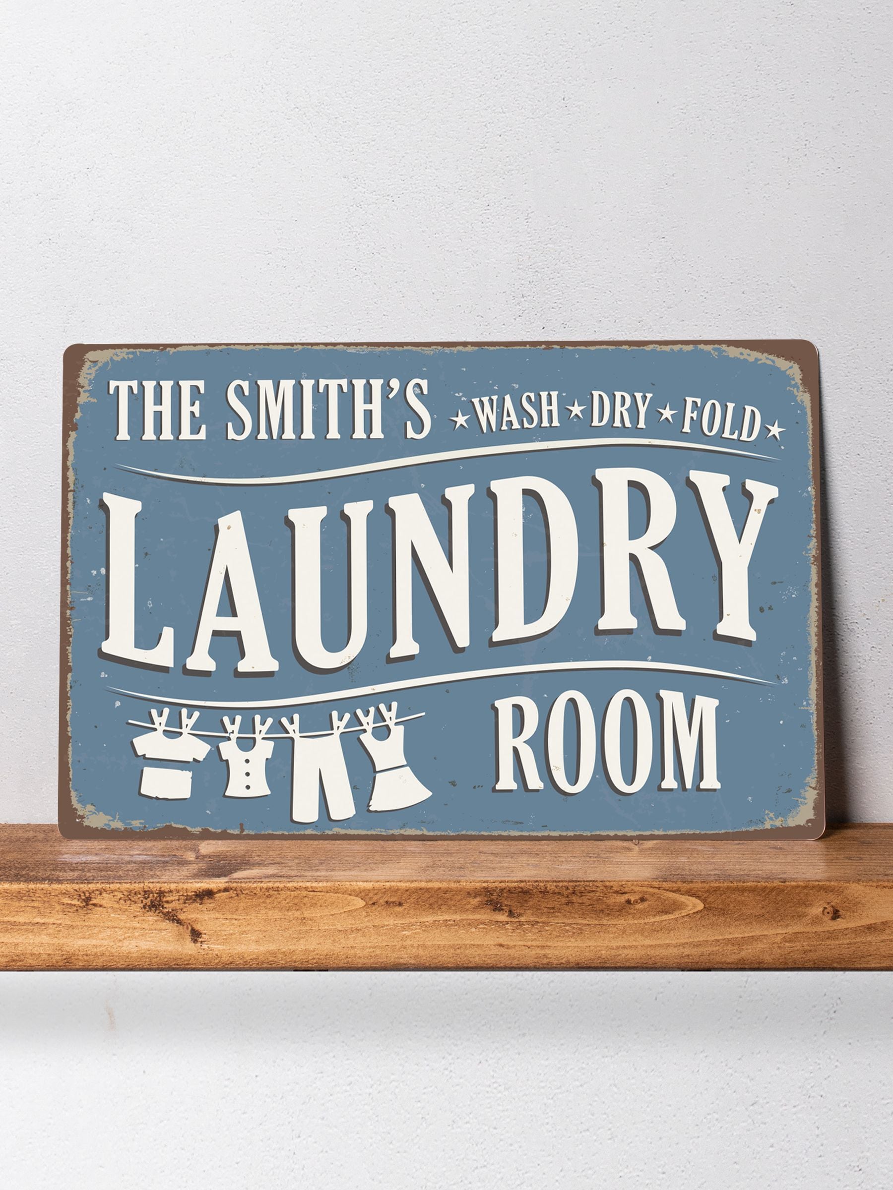 Loveabode natural personalised laundry room sign 30cm x 20cm, UK version