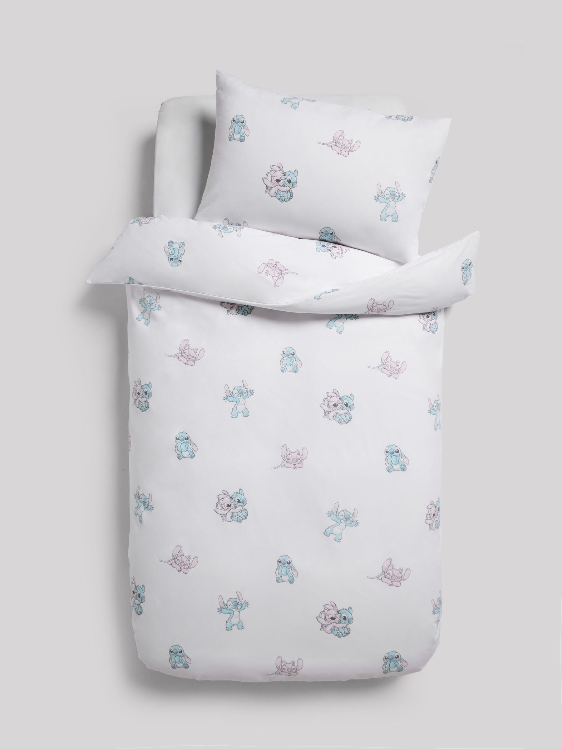 White Disney Lilo and Stitch 100% Cotton Duvet Cover and Pillowcase Set