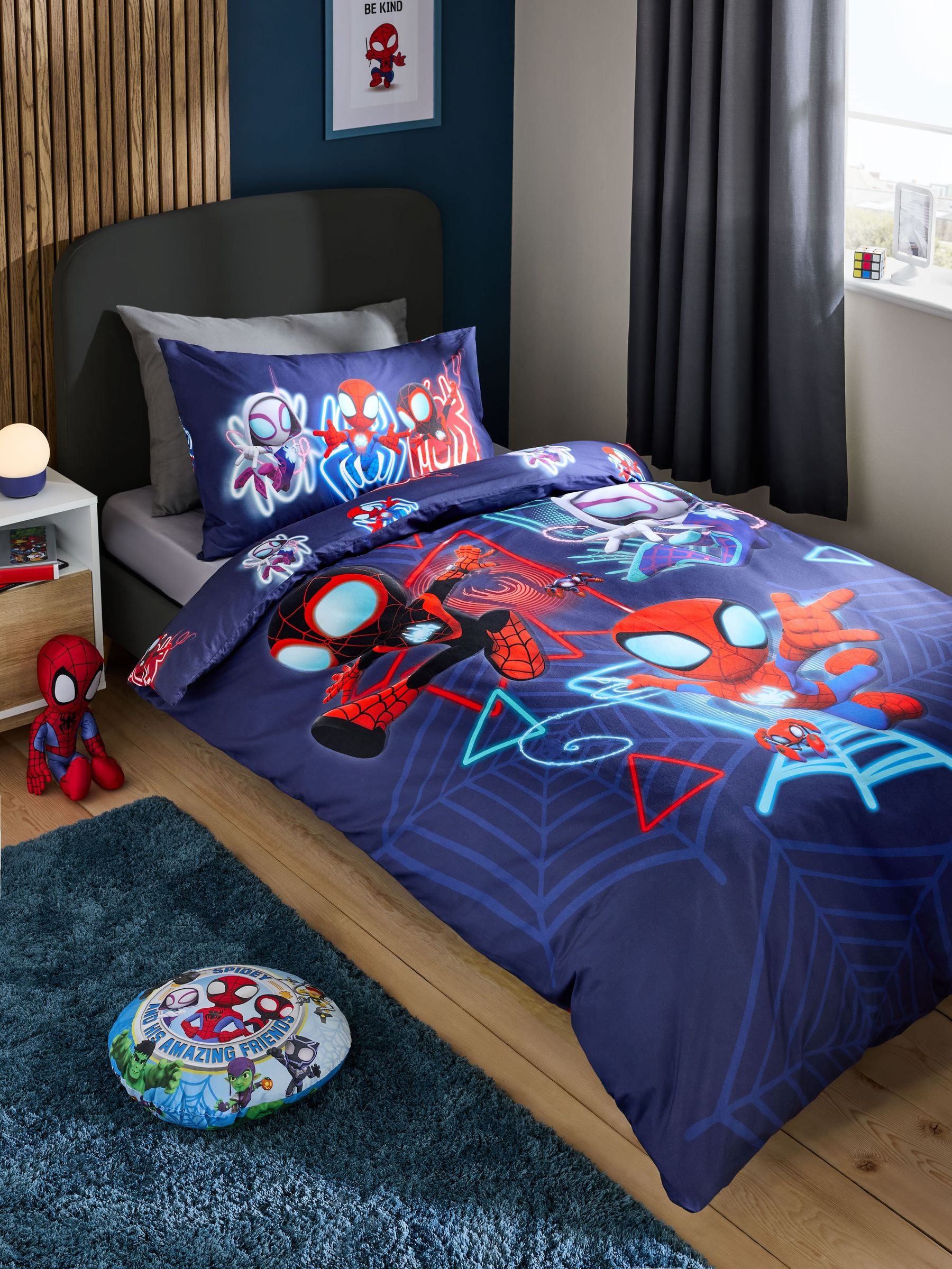 Blue Spidey and Friends duvet cover and pillowcase set Single - British product