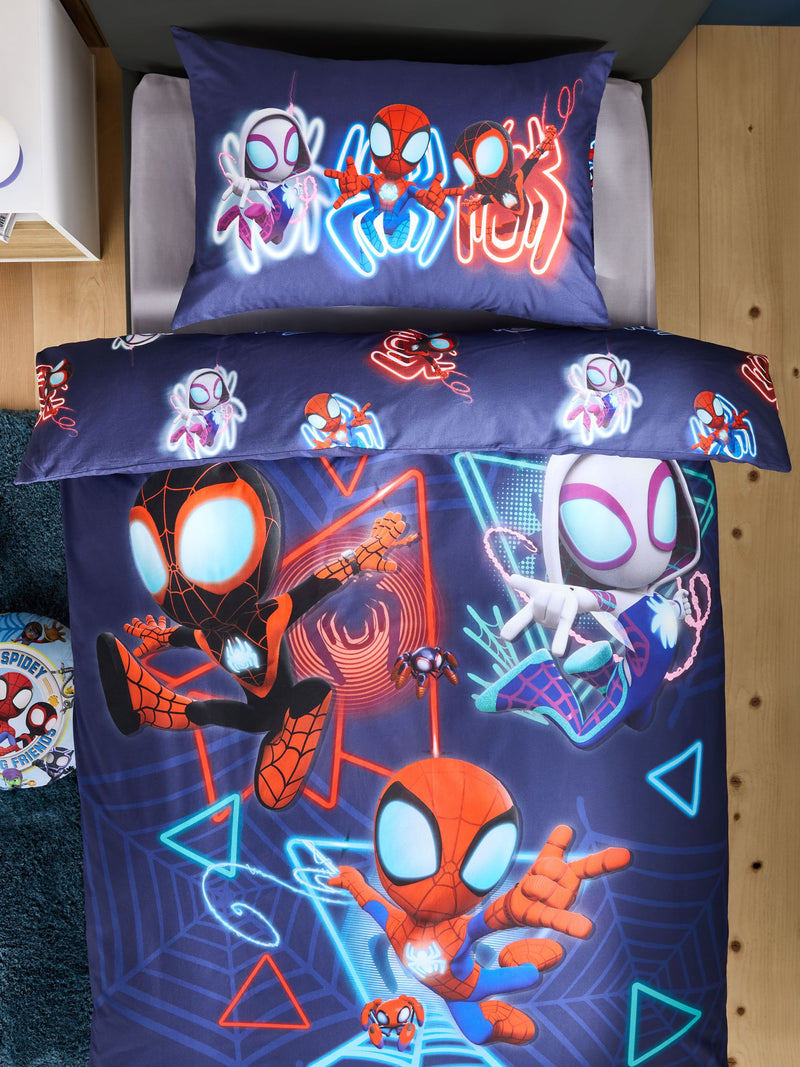 Blue Spidey and Friends duvet cover and pillowcase set Single - British product