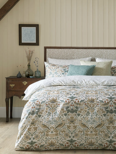William Morris At Home Hessian Strawberry Thief Duvet Cover and Pillowcase Set