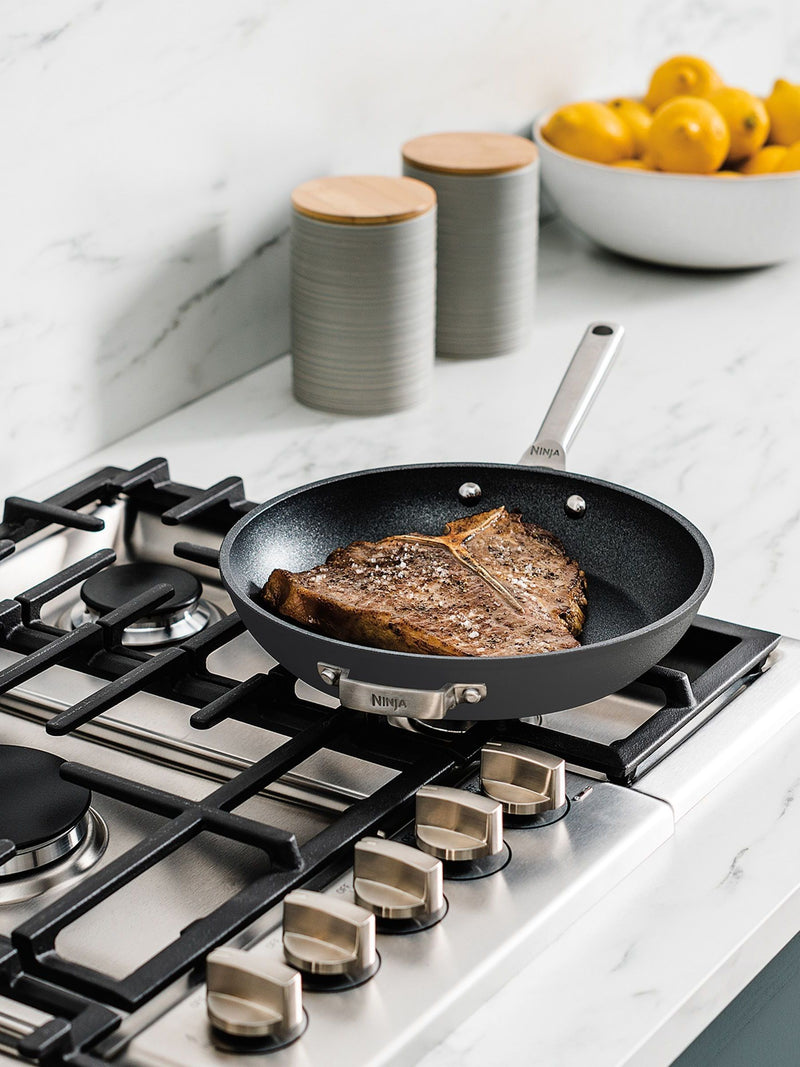 Ninja Grey ZEROSTICK stackable frying pan set 2-piece 24cm & 28cm, imported from the UK