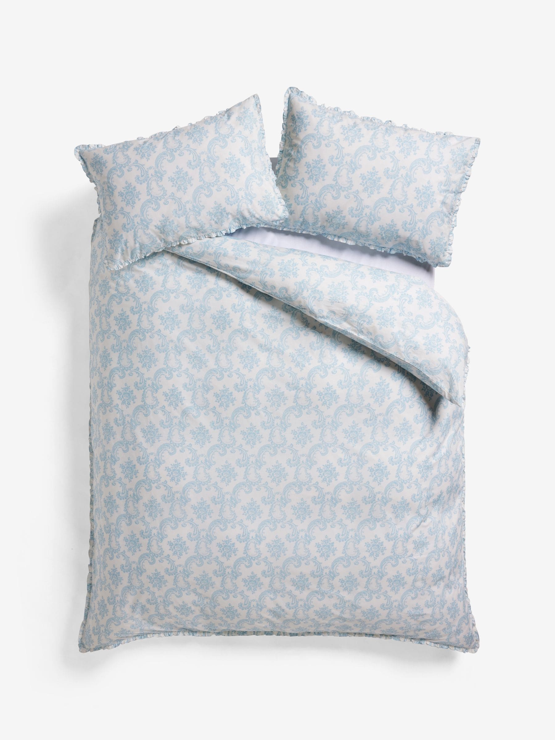 Shabby Chic Boudoir Beauty Print duvet cover set with petite ruffle (British brand)