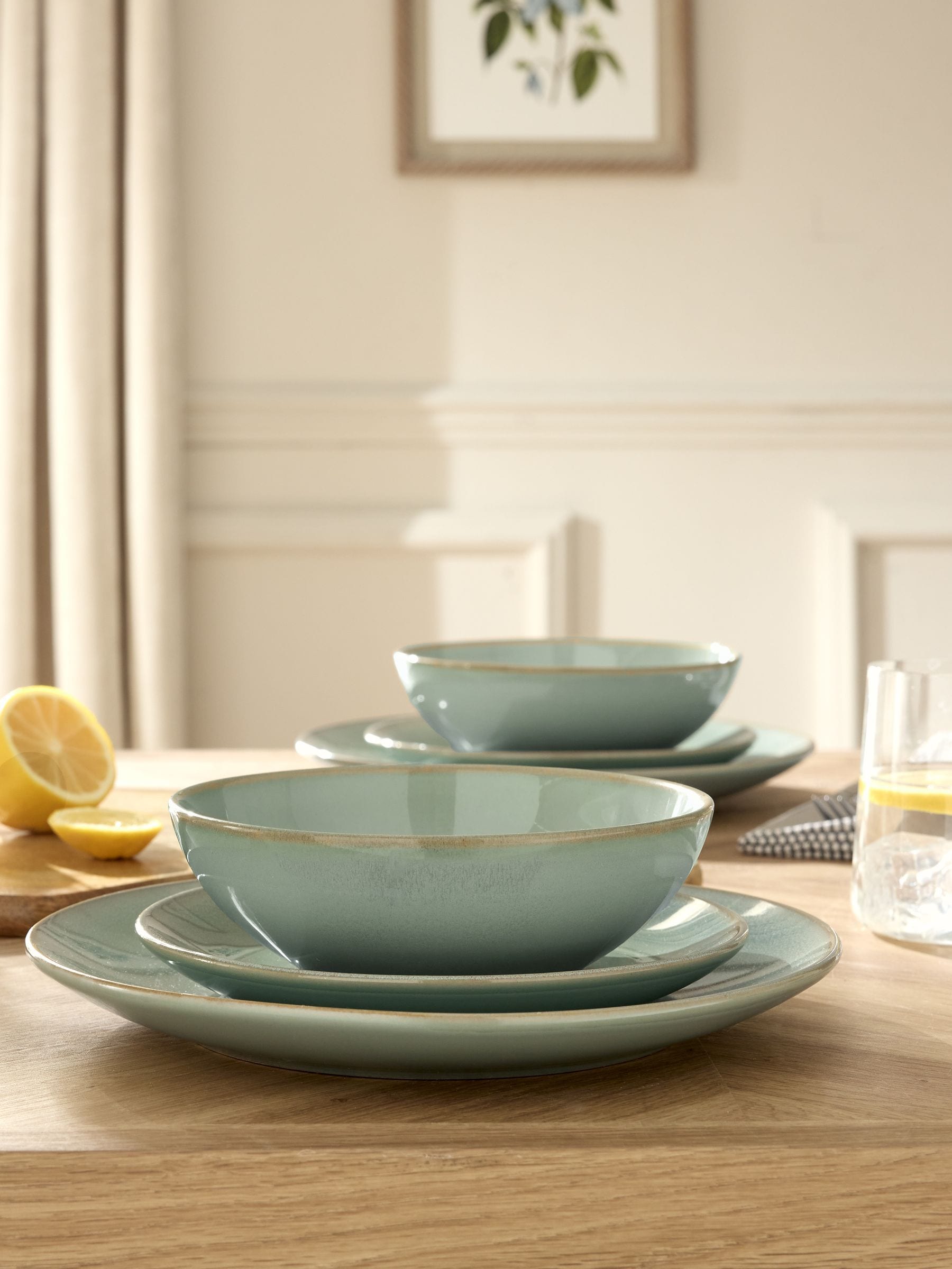 Sage Green Hampton dinner set 12 piece, imported from the UK