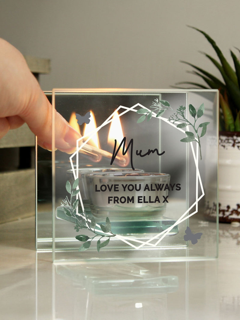 Personalised Mirrored Glass Tea Light Candle Holder by PMC