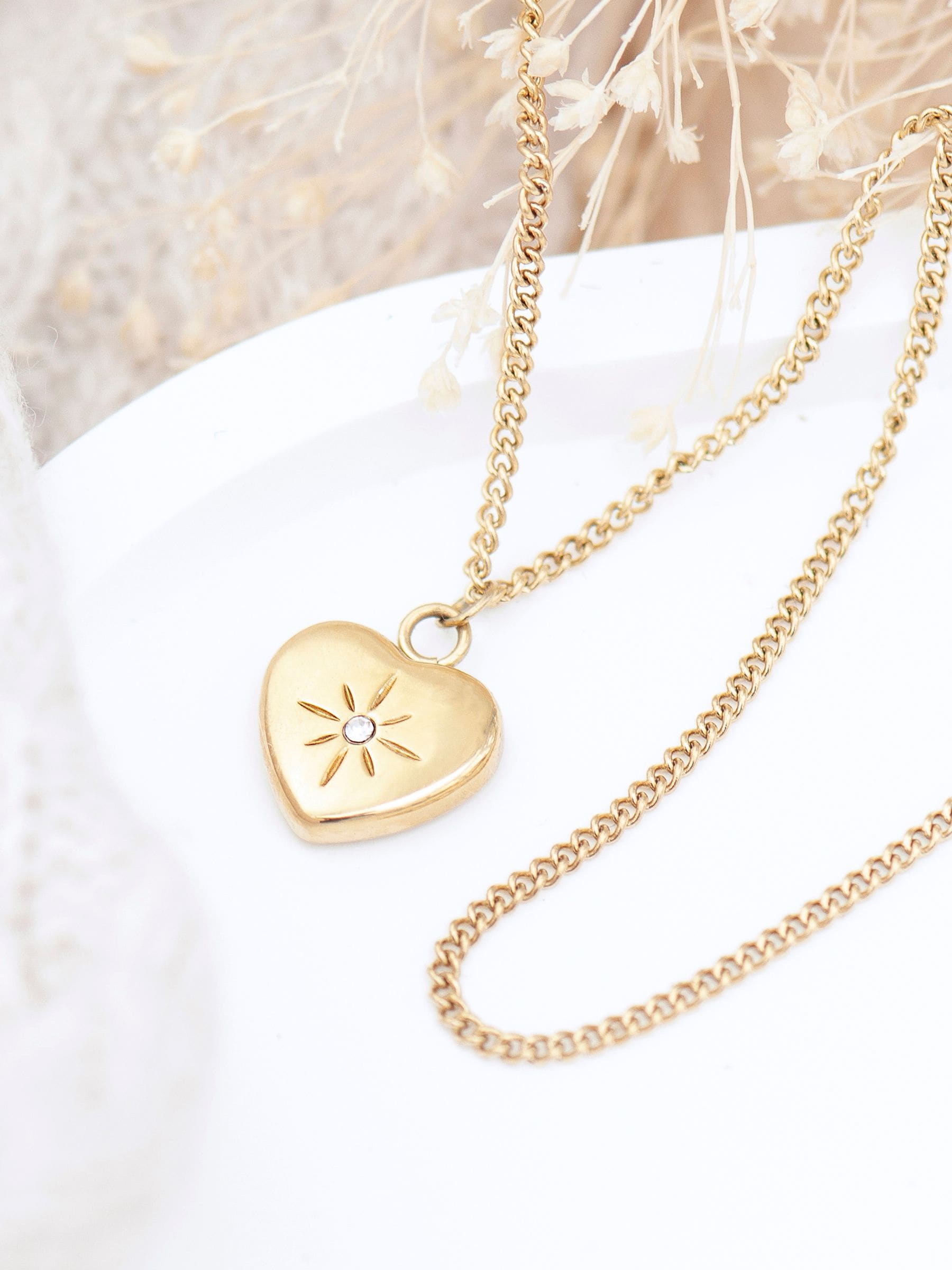 Treat Republic gold tone personalized celestial heart pendant necklace (British brand)