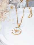 Treat Republic gold tone personalised honey bee pendant necklace (British brand)