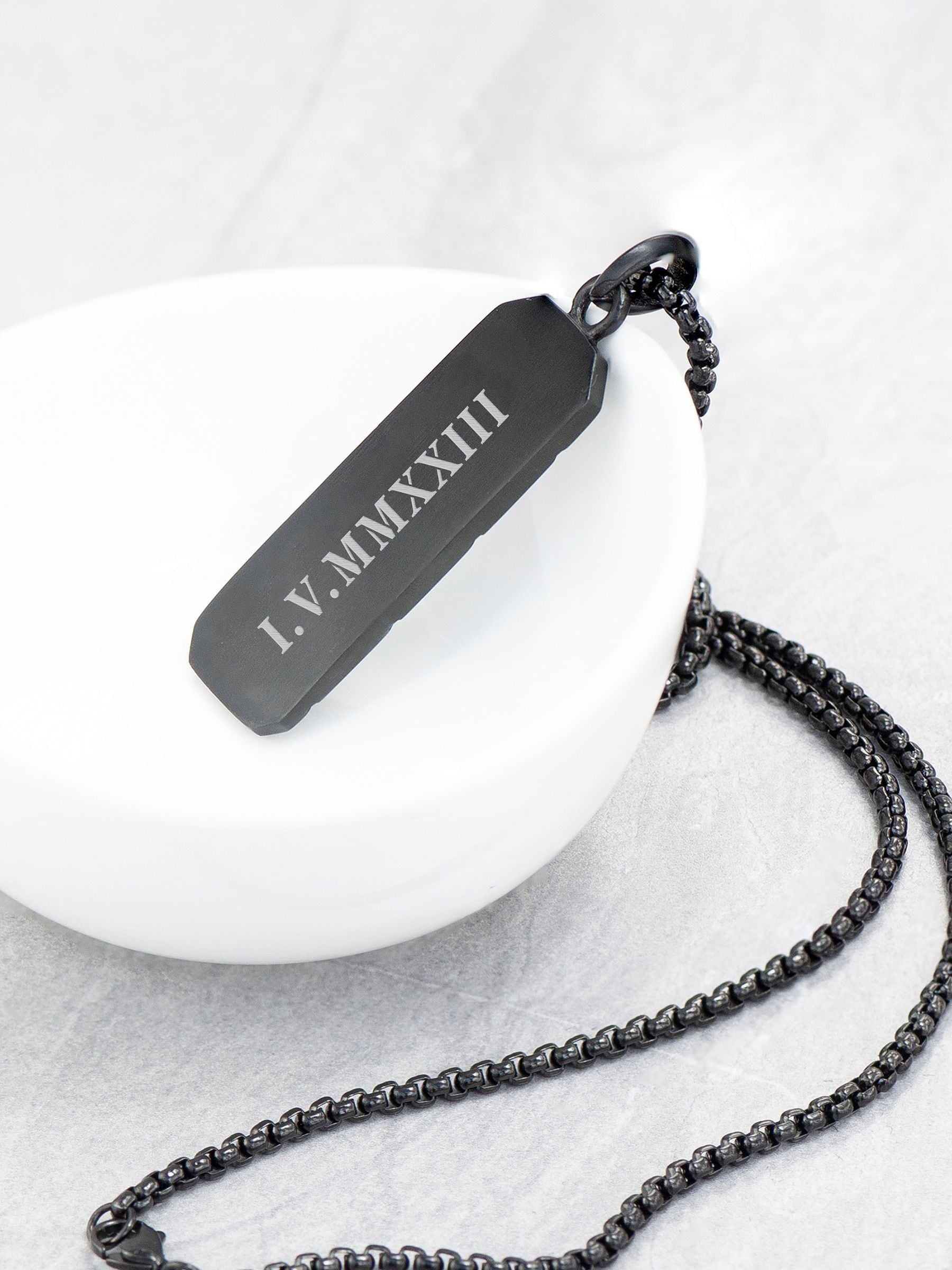 Treat Republic personalised men's black steel dog tag necklace (British brand)