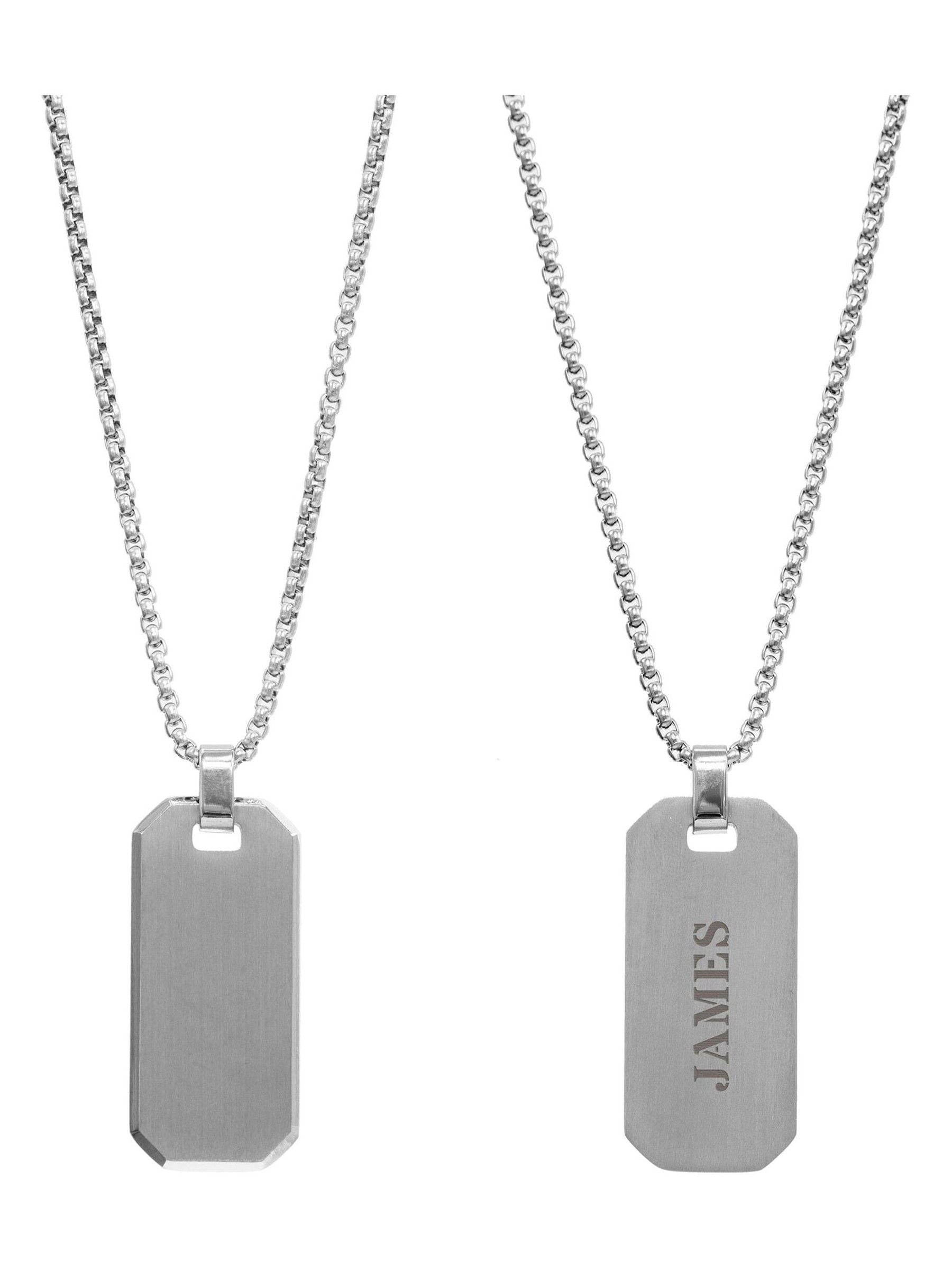 Treat Republic brushed steel dog tag necklace personalised 66cm chain (British brand)