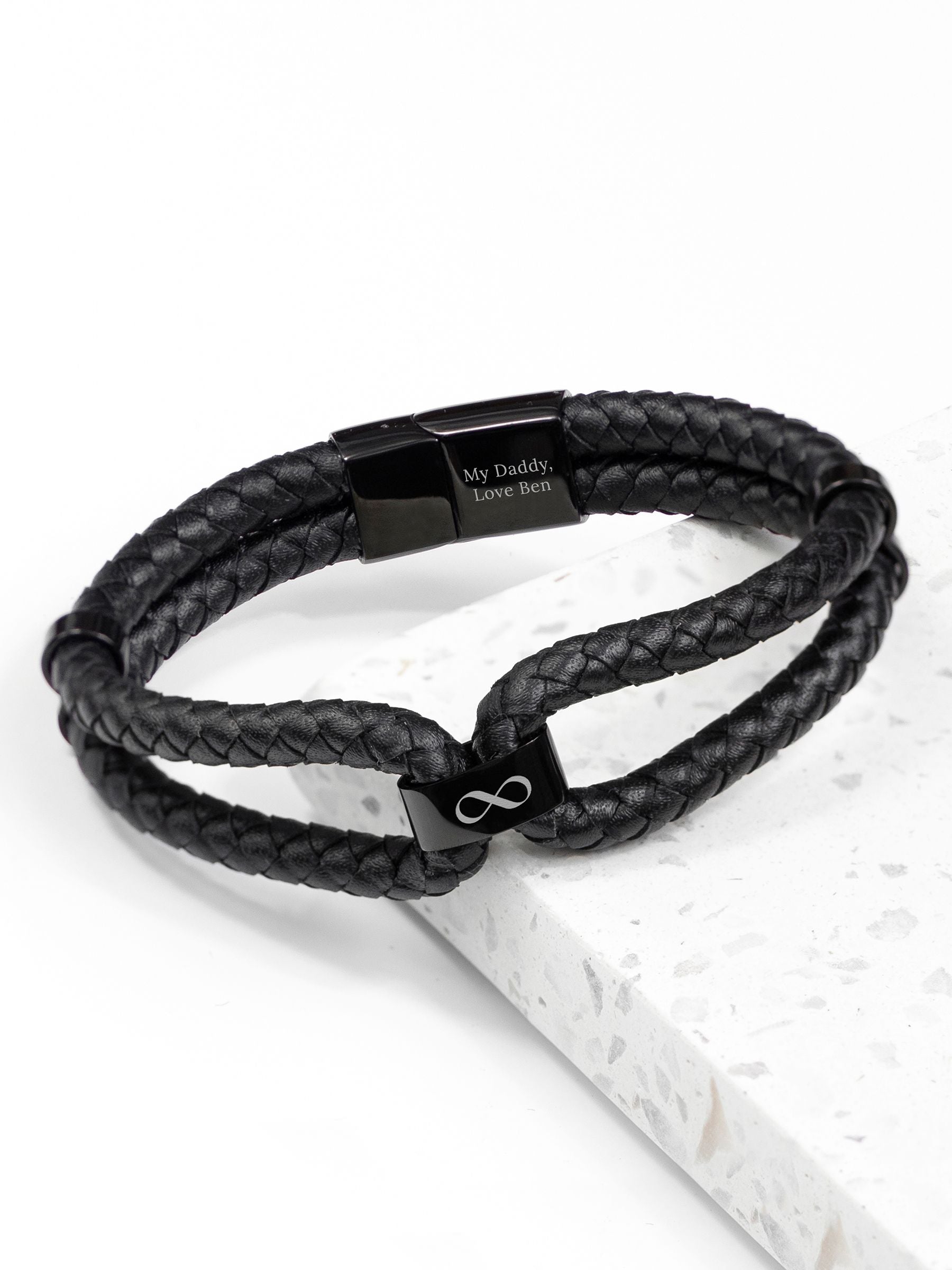 Treat Republic personalised infinity dual leather men's bracelet (British brand)