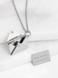 Treat Republic secret message envelope necklace with personalised engraving (British brand)