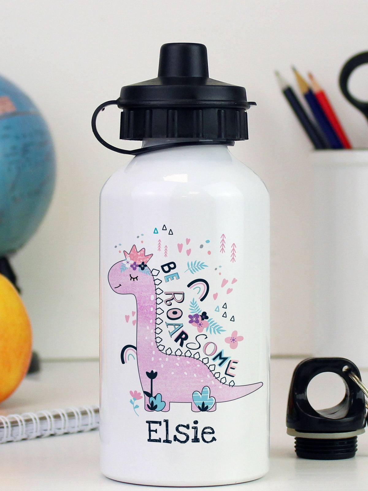 PMC Personalised Dinosaur Drinks Bottle 400ml, imported from the UK