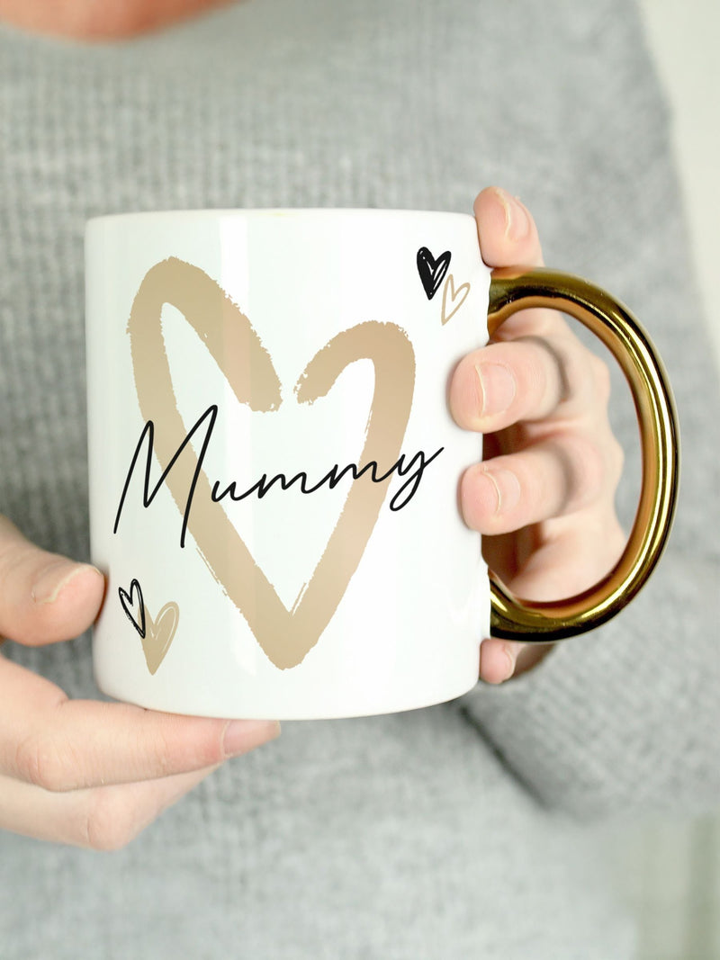 Personalised Hearts Gold Handled Mug by PMC