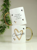 Personalised Hearts Gold Handled Mug by PMC