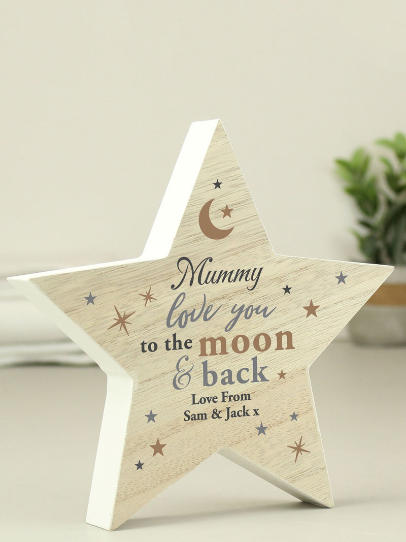 Personalised Love You To The Moon Wooden Star Ornament by PMC