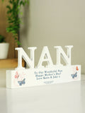 PMC personalised wooden Nan ornament 10x20cm, imported from the UK