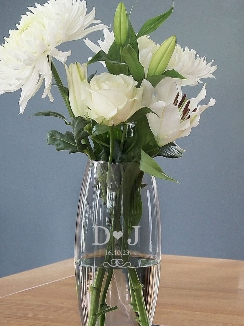 PMC personalised monogram bullet vase 22 x 11 x 11cm, imported from the UK