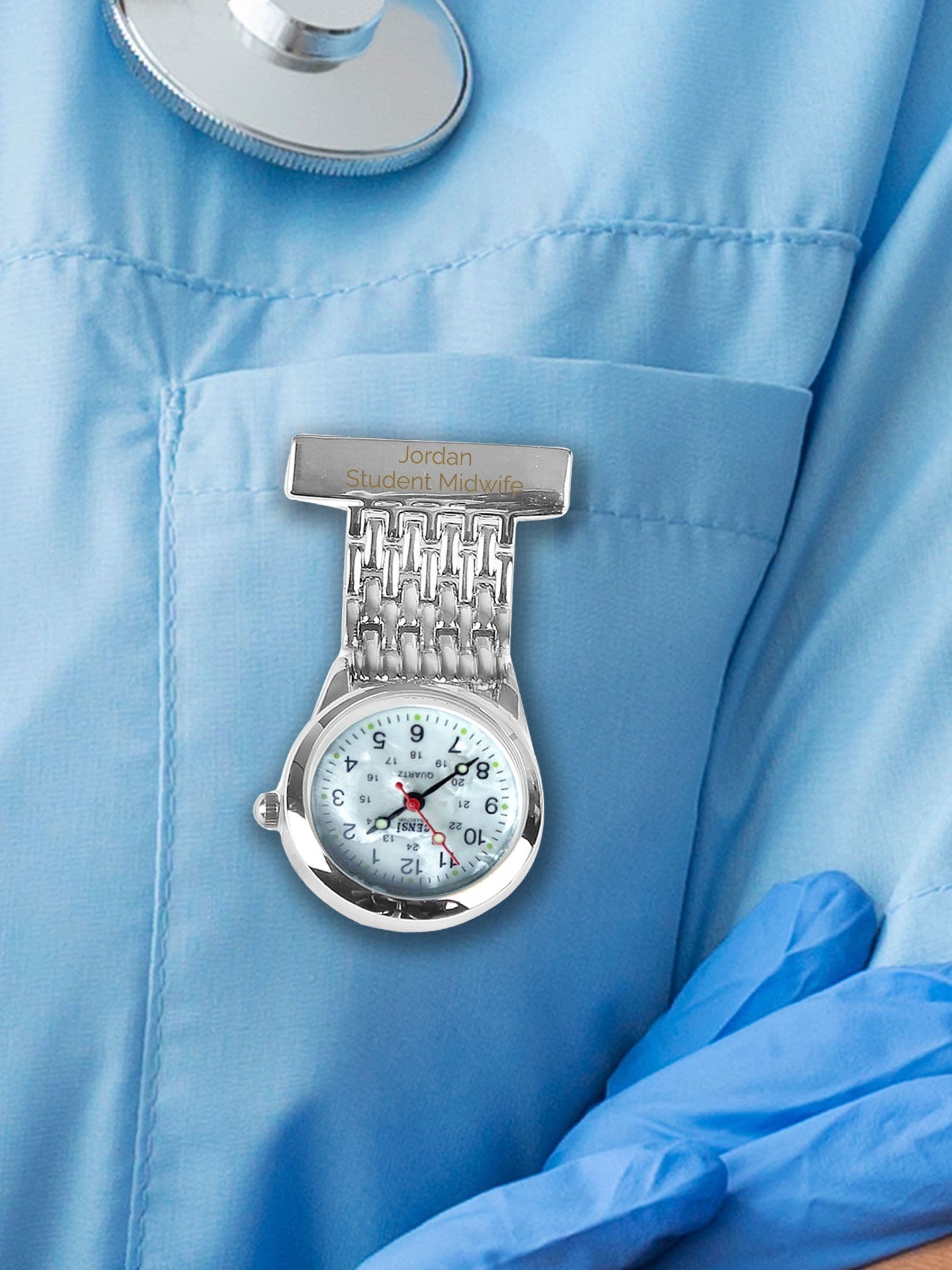 PMC Silver Personalised Nurses Fob Watch