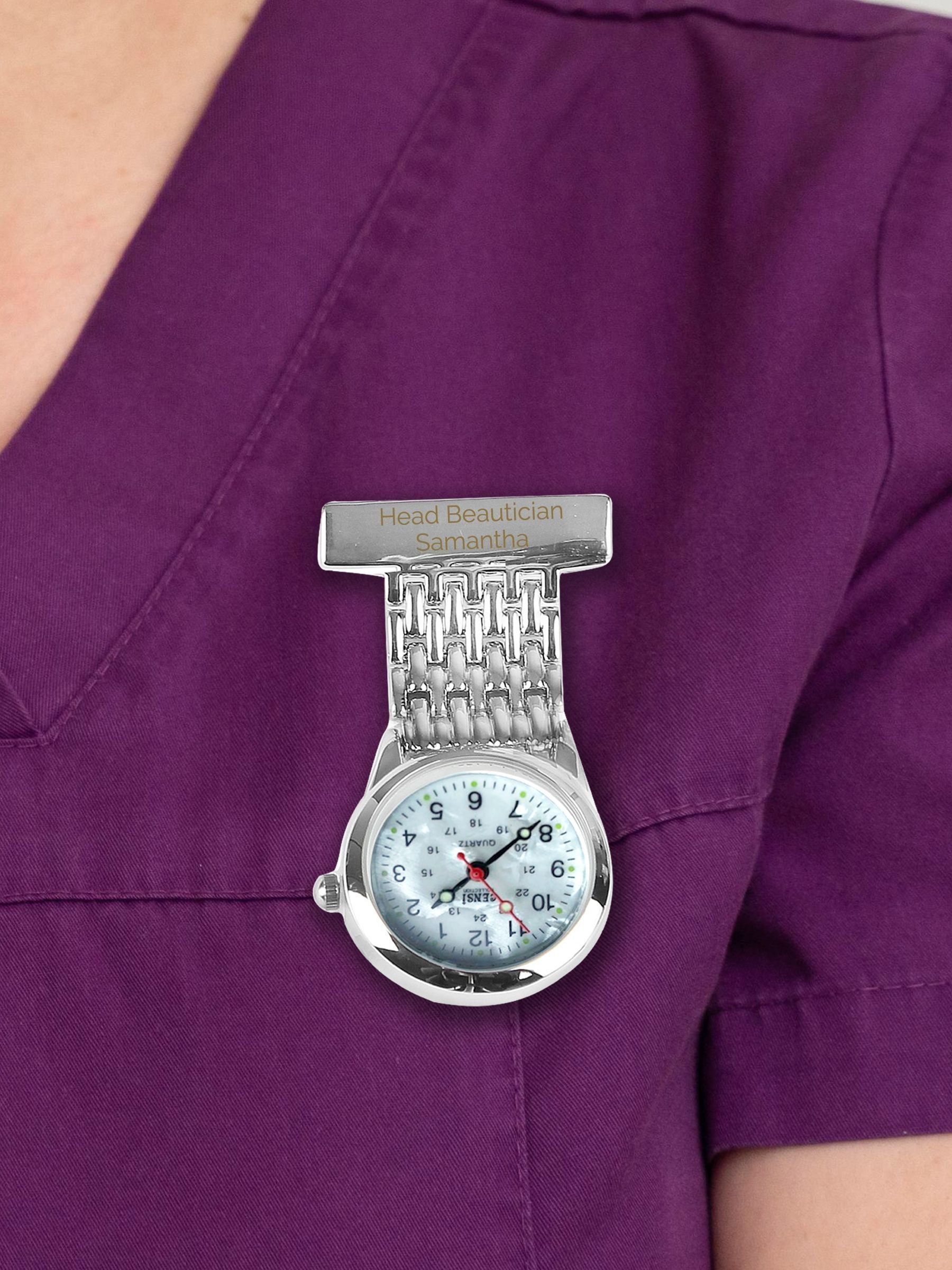 PMC Silver Personalised Nurses Fob Watch