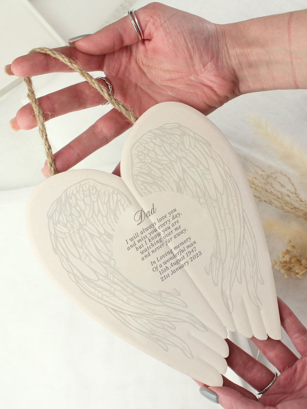 PMC white ceramic wings sympathy memorial decoration, imported from the UK