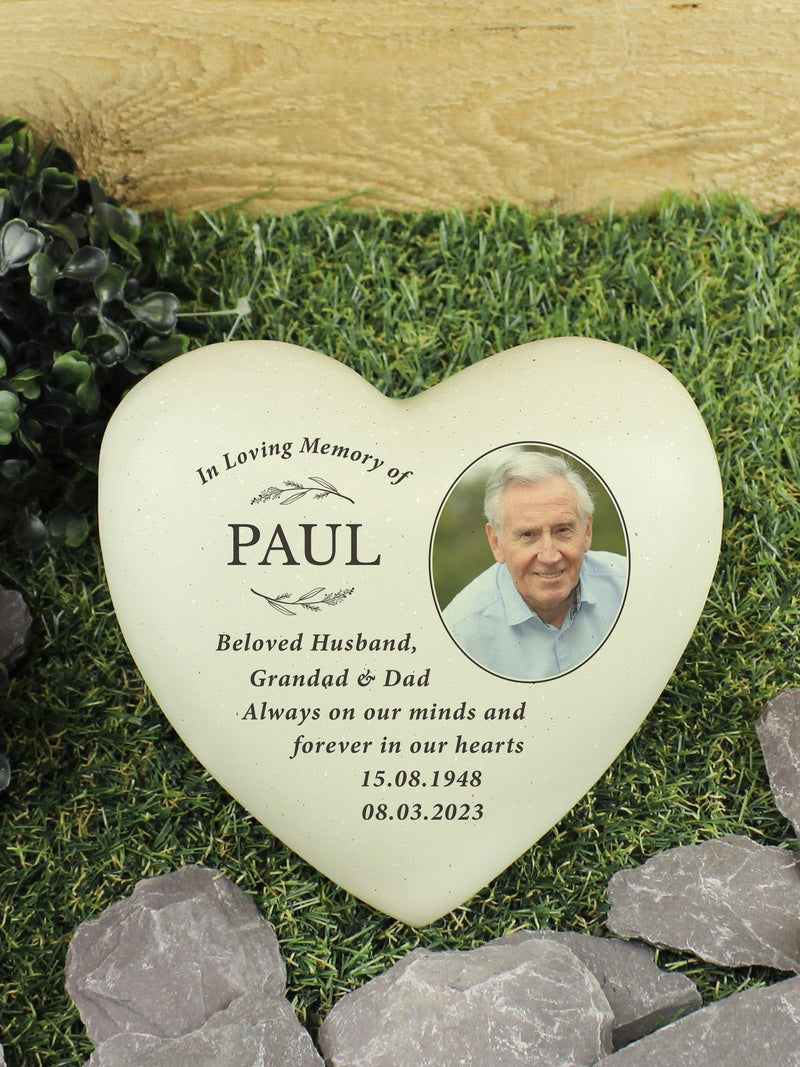 PMC personalised memorial resin heart with photo upload, imported from the UK