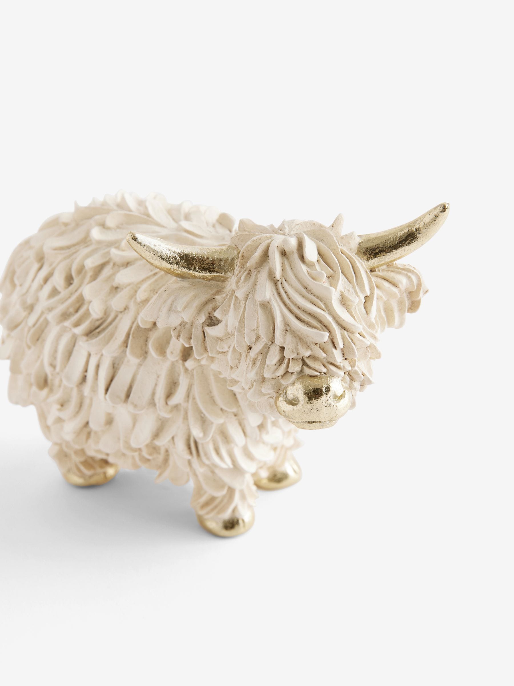 Hamish Highland cow cream gold ornament - British product