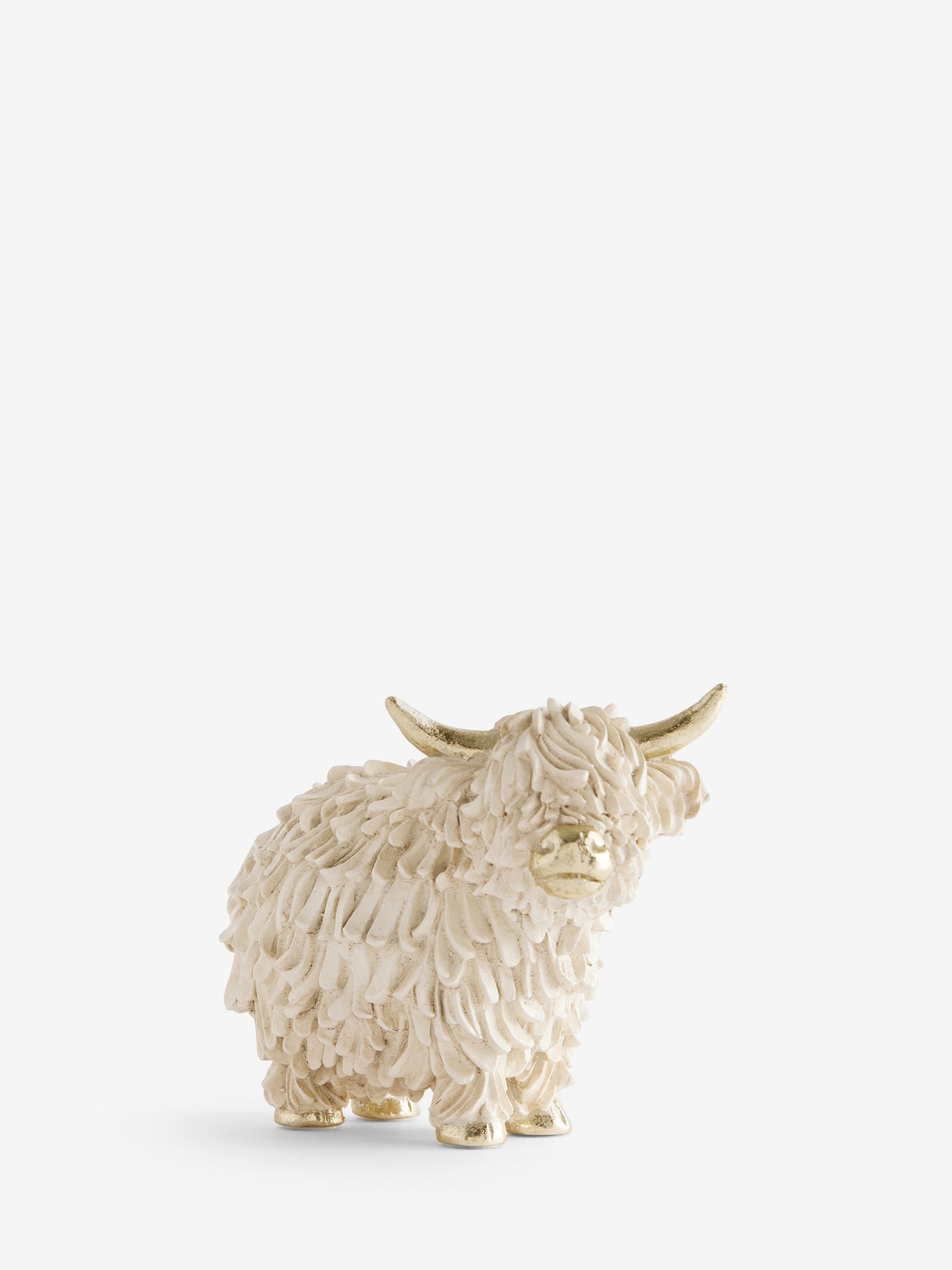 Hamish Highland cow cream gold ornament - British product