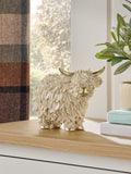 Hamish Highland cow cream gold ornament - British product