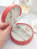 Treat Republic Personalised Pink Coral Round Jewellery Case