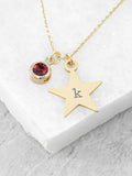 Treat Republic Tone Personalised Star with Birthstone Crystal Necklace