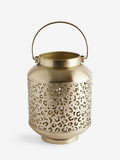 Gold Metal Leopard Print Cutout Lantern