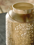 Gold Metal Leopard Print Cutout Lantern