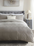 Grey Silver Embossed Geometric Texture Duvet Cover and Pillowcase Set