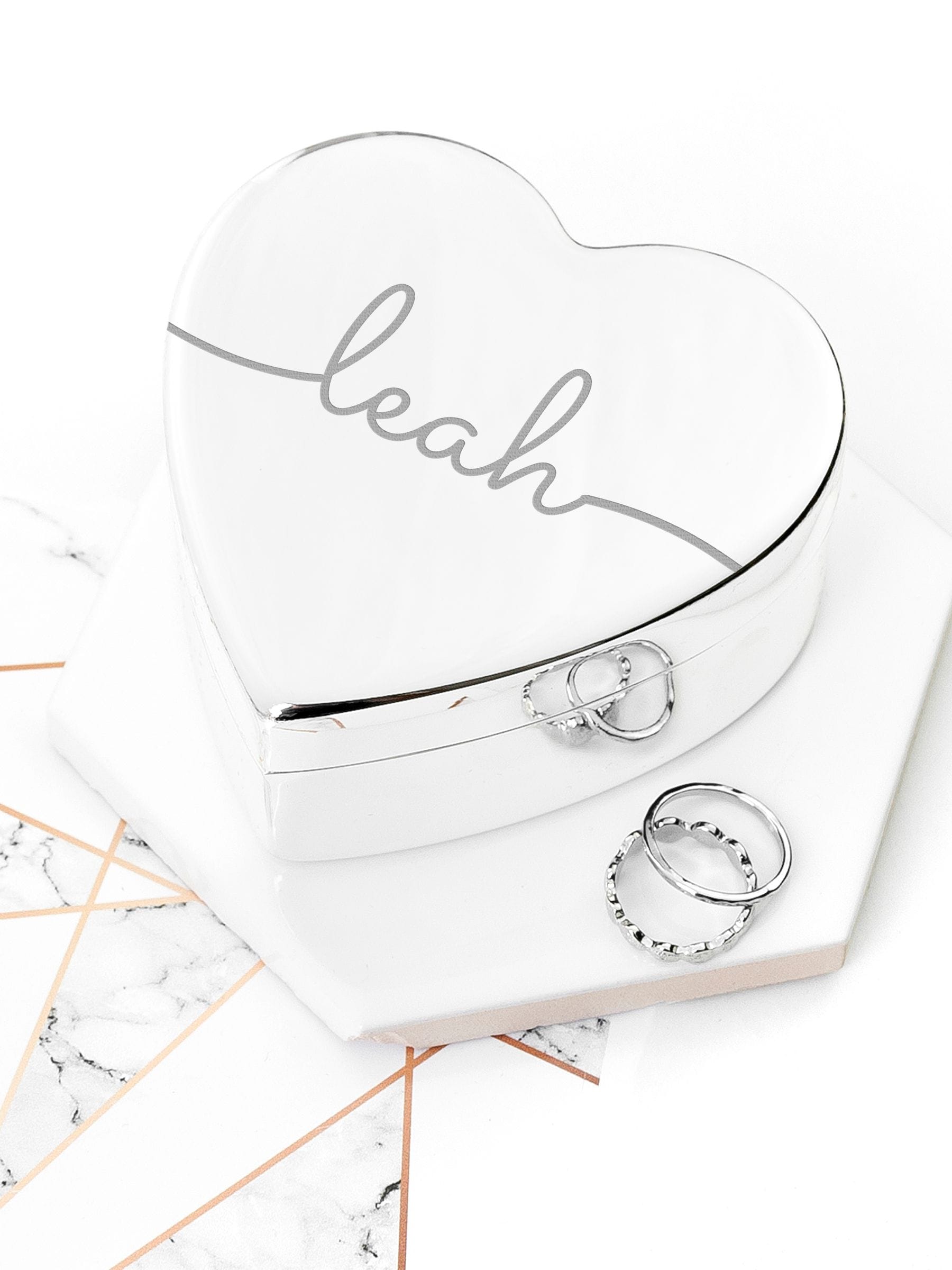 Treat Republic silver tone personalised heart jewellery box (British brand)