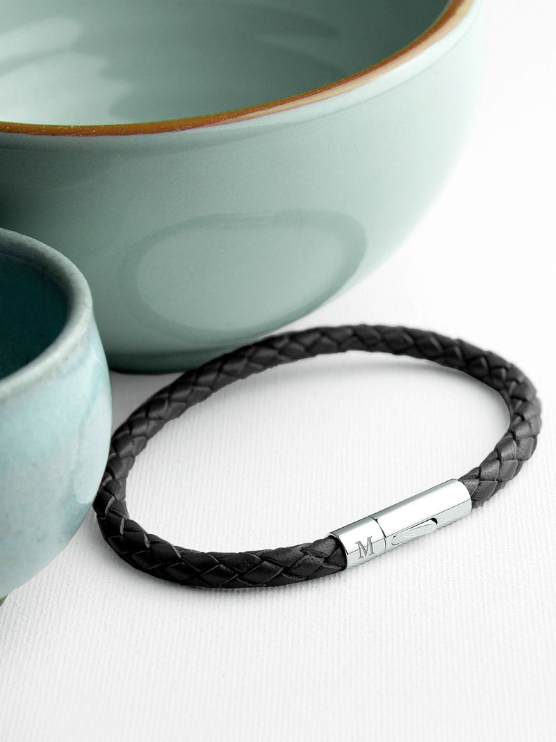 Treat Republic personalised leather black bracelet (British brand)
