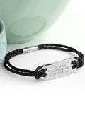 Treat Republic Mens Personalised Leather Black Bracelet