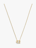Gold Tone Signature C Motif Crystal Stone Pendant Necklace with Adjustable Clasp