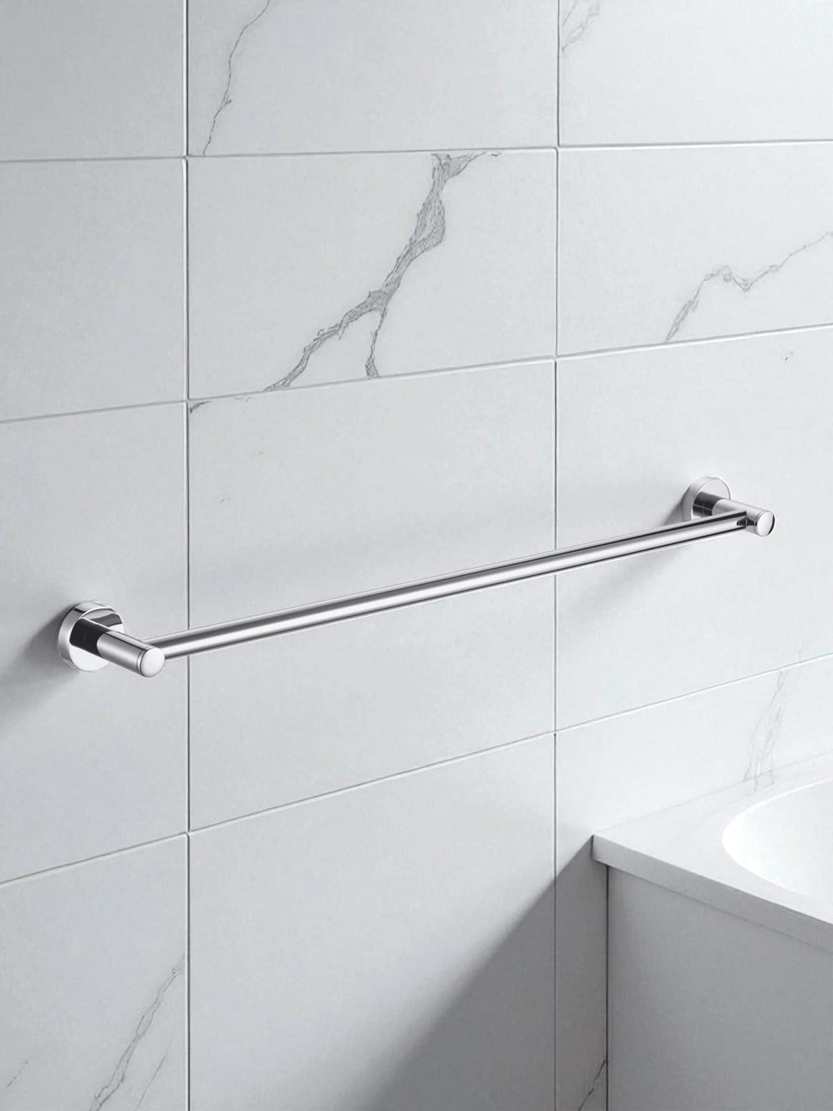 Showerdrape Silver Modernity wall mounted towel rail 50cm (British brand)