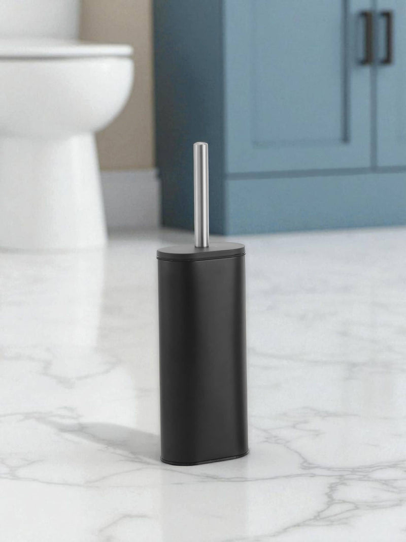 Showerdrape Black Fortuna 5L bathroom pedal bin and toilet brush set (British brand)