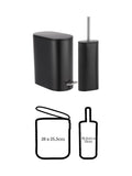 Showerdrape Black Fortuna 5L bathroom pedal bin and toilet brush set (British brand)