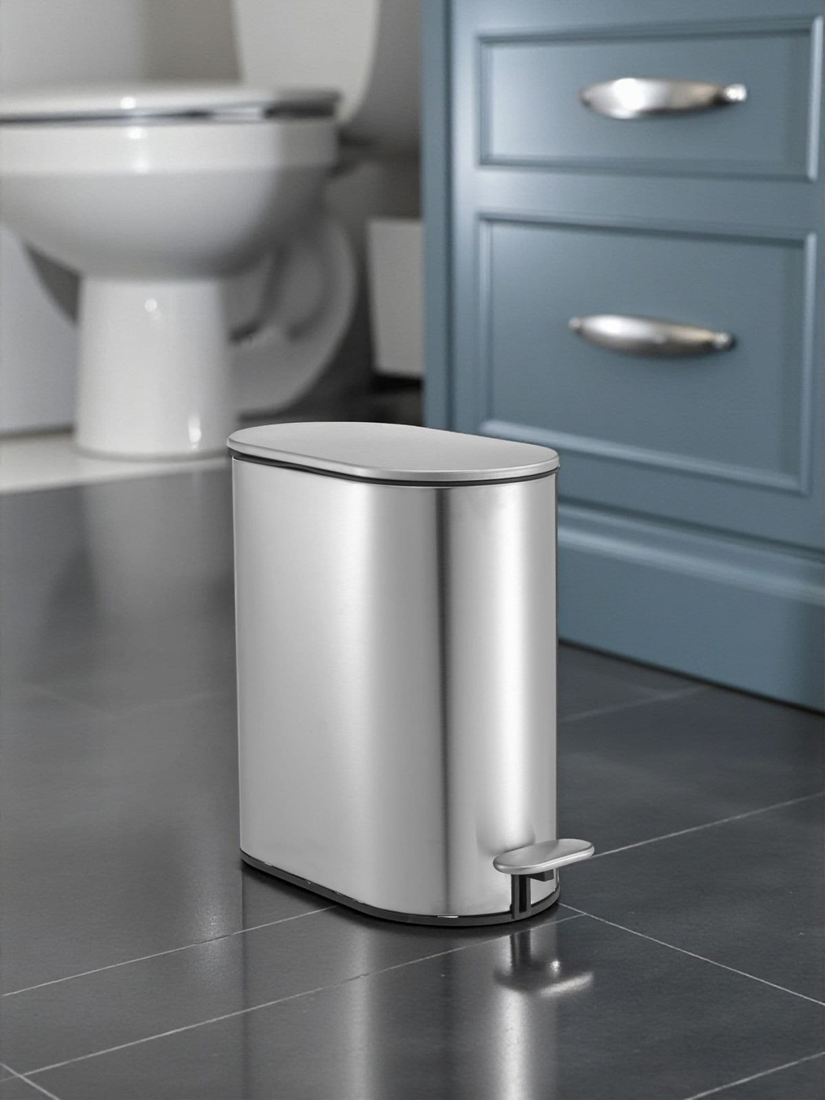 Showerdrape Silver Fortuna 5L bathroom pedal bin (British brand)