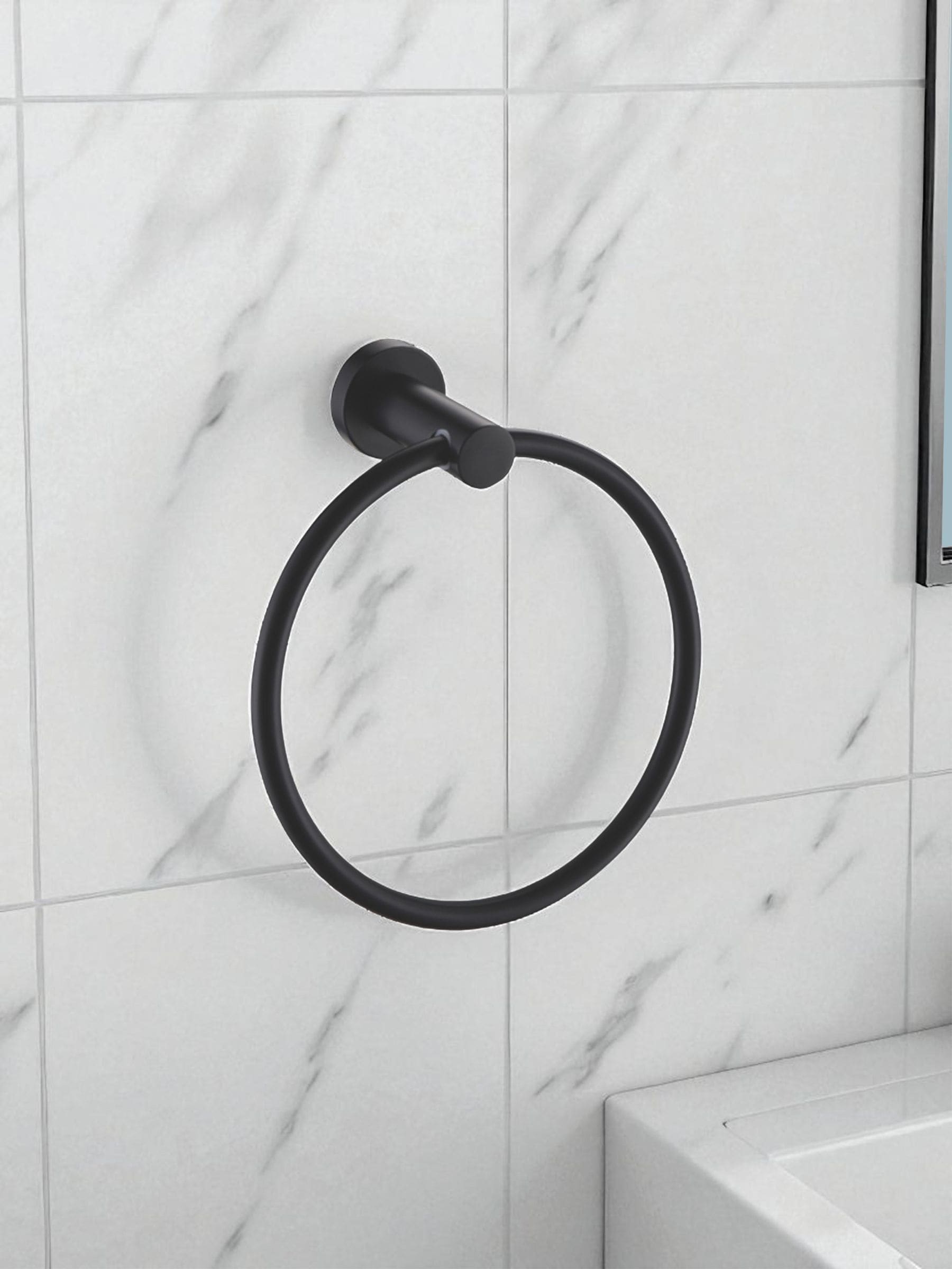 Showerdrape Black Modernity towel ring (British brand)